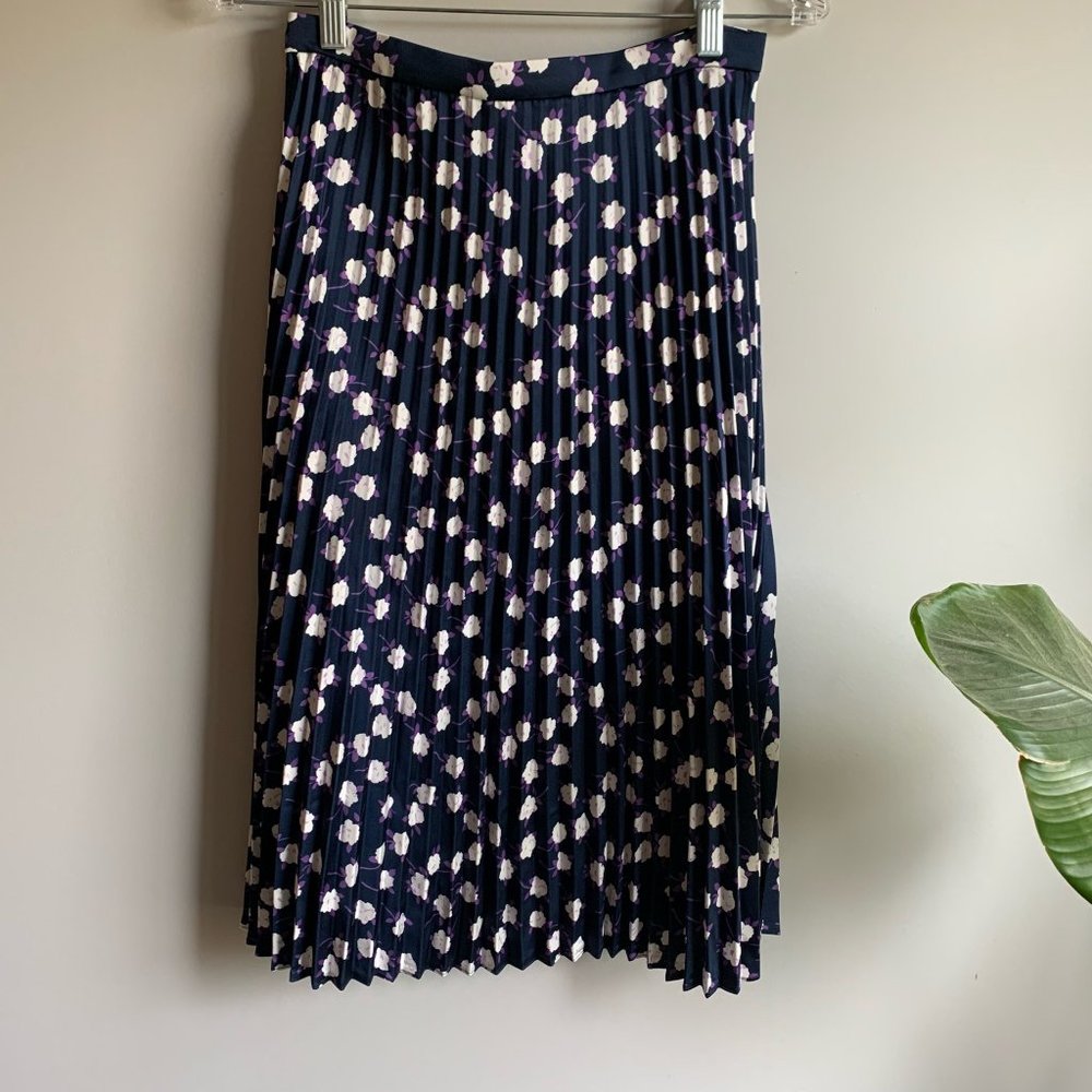 NWT J. Crew Pleated Floral Midi Skirt Size 4P